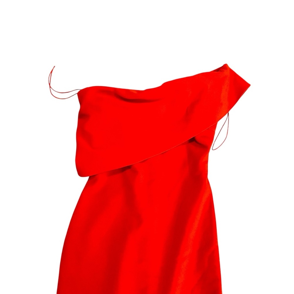 Likely Red Ruffle One Shoulder Knee Length Dress Size 2 Cocktail Bodycon - Picture 6 of 9